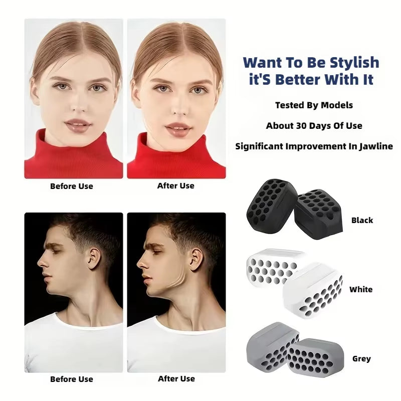 1/2Pcs Large Jaw Exerciser Fitness Jawline Muscle Training Double Chin Reducer Neck Face Slimming Mouth Jawliner Silicone Chew